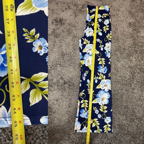 White Mark Navy blue floral high waist wide leg stretch palazzo pants size 2XL - Picture 11 of 13